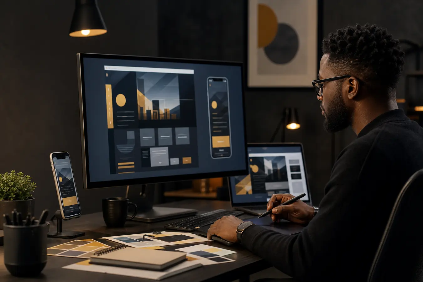 Web designer creating responsive business experiences
